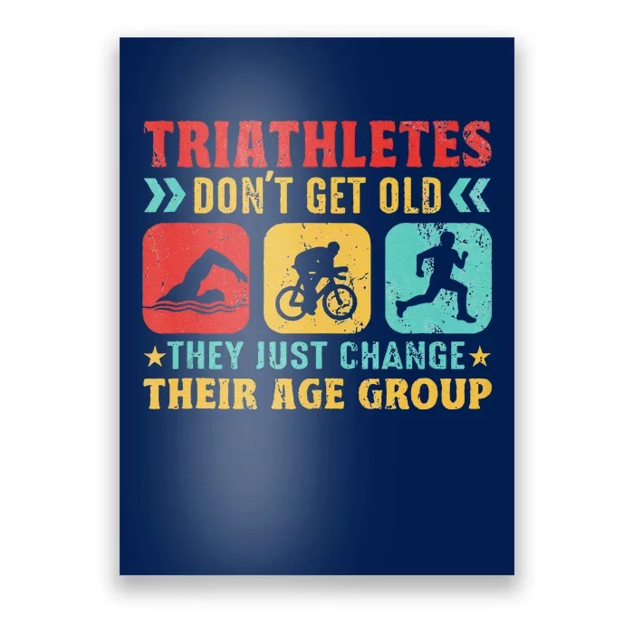 Funny Triathlon Design Triathletes Swim Bike Run Poster