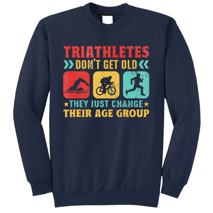 Funny Triathlon Design Triathletes Swim Bike Run Tall Sweatshirt