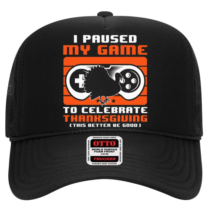 Funny Thanksgiving Day Gamer Celebration High Crown Mesh Trucker Hat