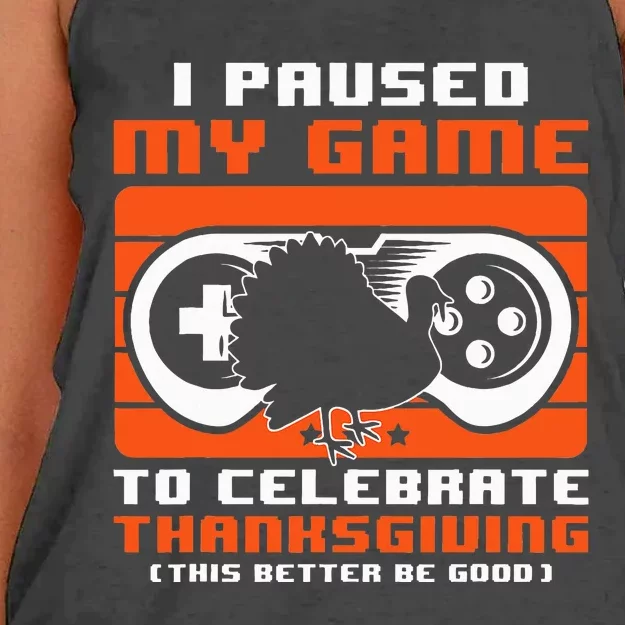 Funny Thanksgiving Day Gamer Celebration Women's Knotted Racerback Tank