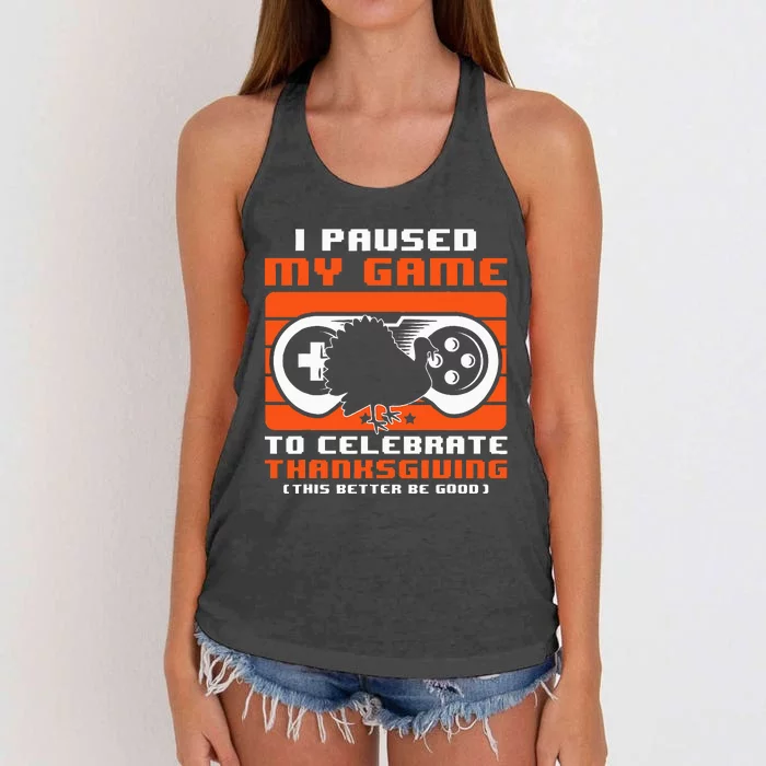 Funny Thanksgiving Day Gamer Celebration Women's Knotted Racerback Tank