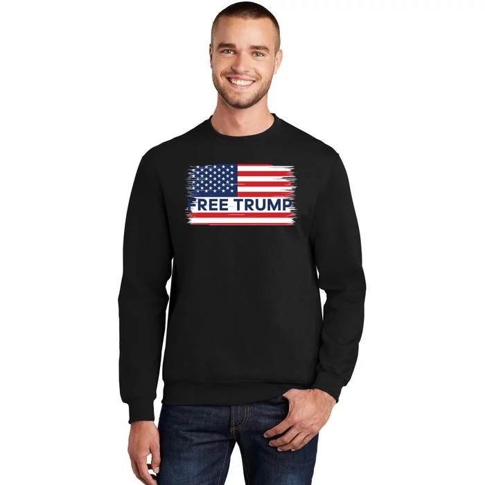 Free Trump Distressed Flag Sweatshirt