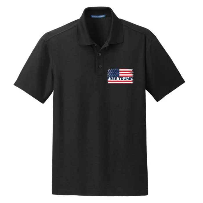 Free Trump Distressed Flag Dry Zone Grid Performance Polo