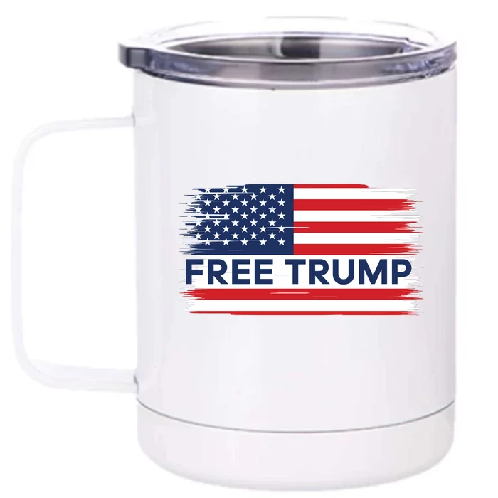 Free Trump Distressed Flag Front & Back 12oz Stainless Steel Tumbler Cup