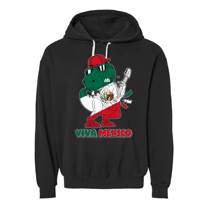 Funny Trex Dinosaur Viva Mexico Garment-Dyed Fleece Hoodie