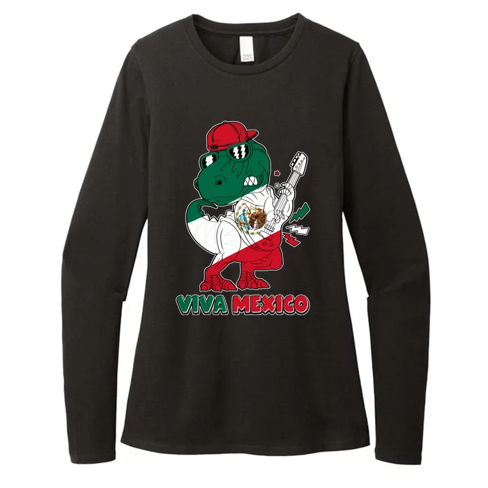 Funny Trex Dinosaur Viva Mexico Womens CVC Long Sleeve Shirt