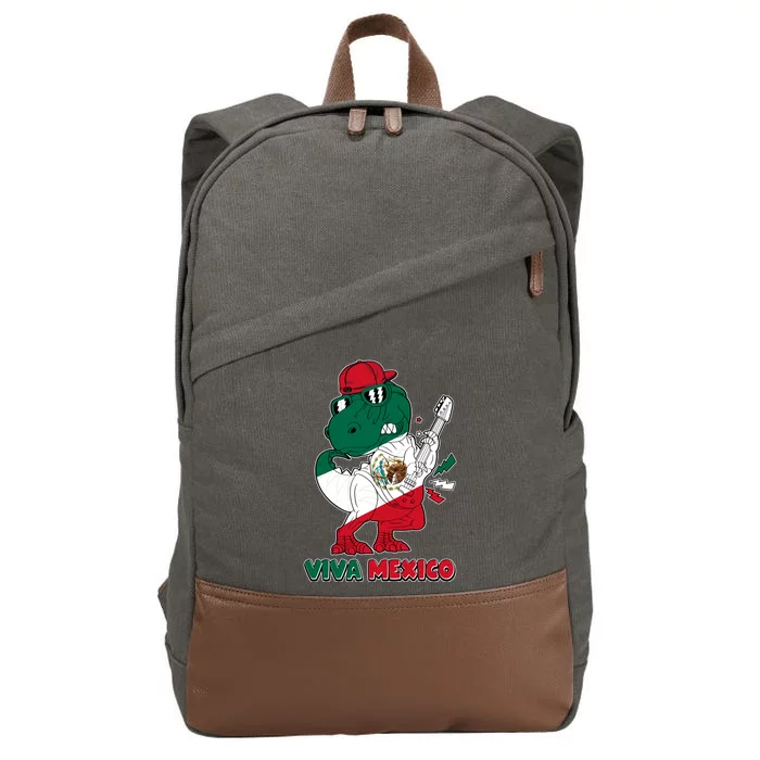 Funny Trex Dinosaur Viva Mexico Cotton Canvas Backpack