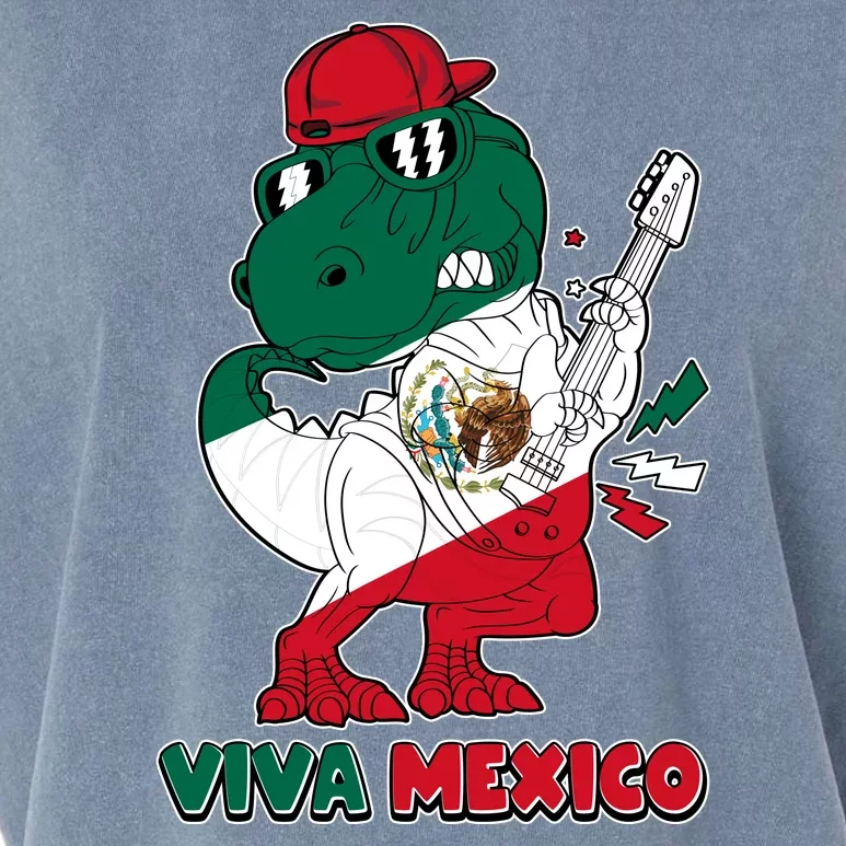 Funny Trex Dinosaur Viva Mexico Garment-Dyed Women's Muscle Tee