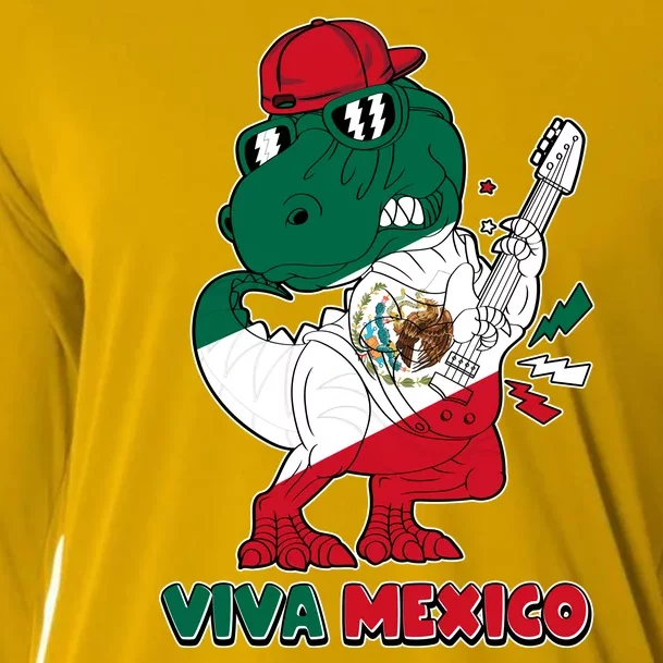 Funny Trex Dinosaur Viva Mexico Cooling Performance Long Sleeve Crew