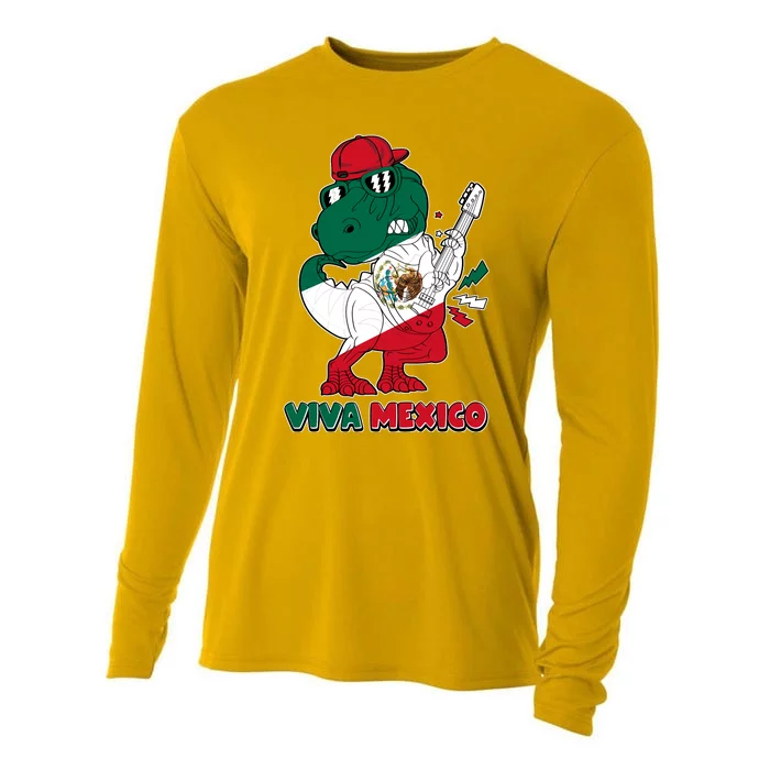 Funny Trex Dinosaur Viva Mexico Cooling Performance Long Sleeve Crew