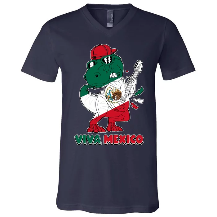 Funny Trex Dinosaur Viva Mexico V-Neck T-Shirt