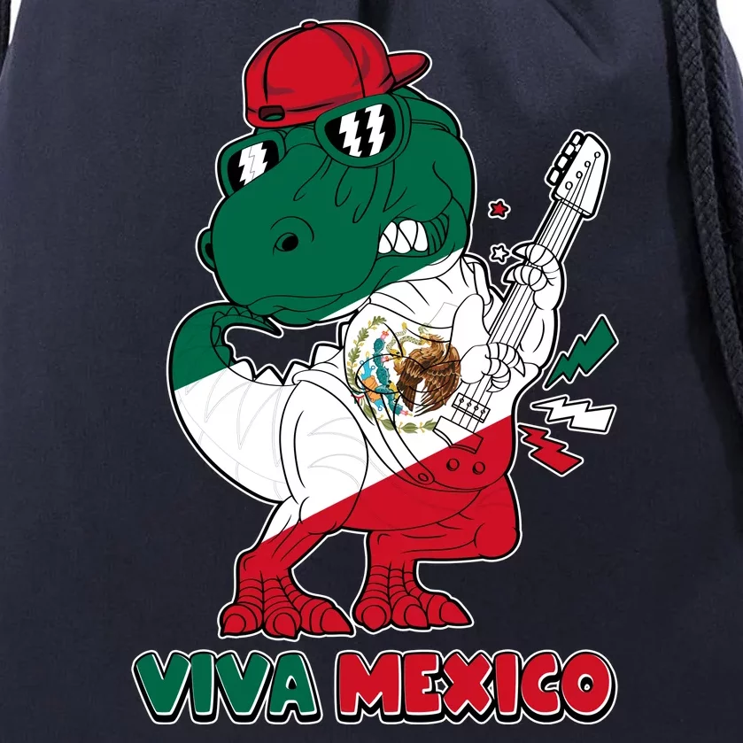 Funny Trex Dinosaur Viva Mexico Drawstring Bag