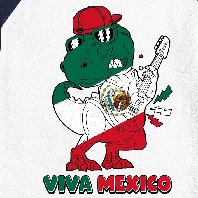 Funny Trex Dinosaur Viva Mexico Baseball Sleeve Shirt