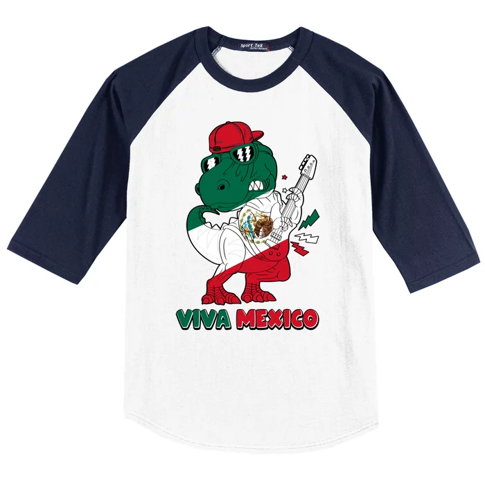 Funny Trex Dinosaur Viva Mexico Baseball Sleeve Shirt