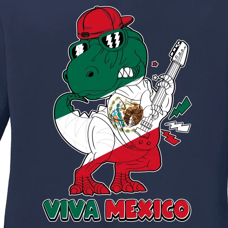 Funny Trex Dinosaur Viva Mexico Ladies Long Sleeve Shirt