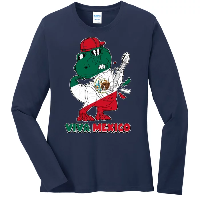 Funny Trex Dinosaur Viva Mexico Ladies Long Sleeve Shirt