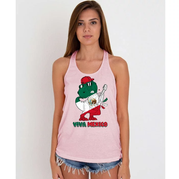 Funny Trex Dinosaur Viva Mexico Women's Knotted Racerback Tank