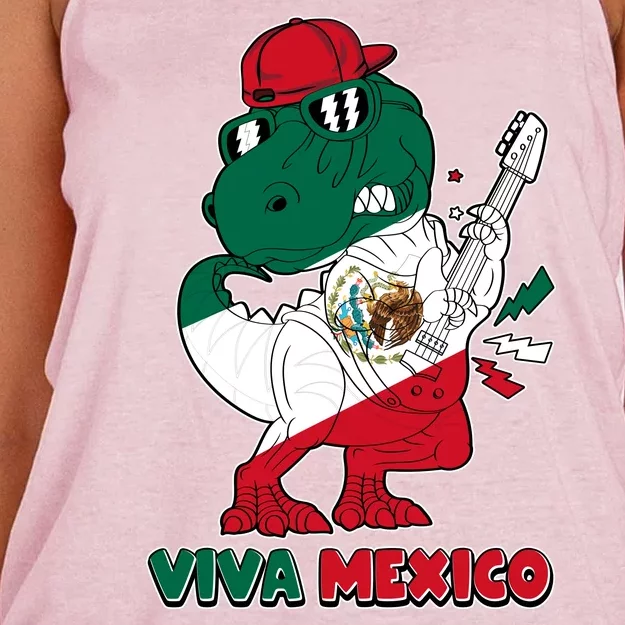 Funny Trex Dinosaur Viva Mexico Women's Knotted Racerback Tank