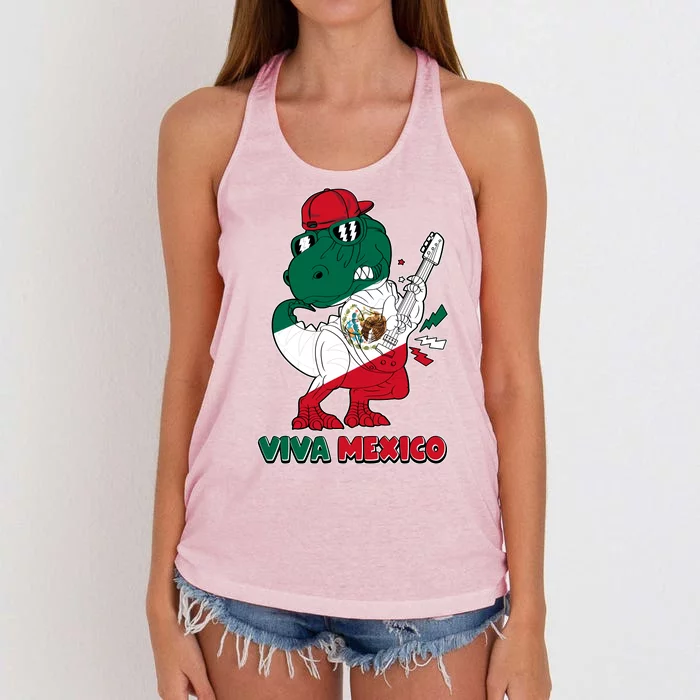 Funny Trex Dinosaur Viva Mexico Women's Knotted Racerback Tank