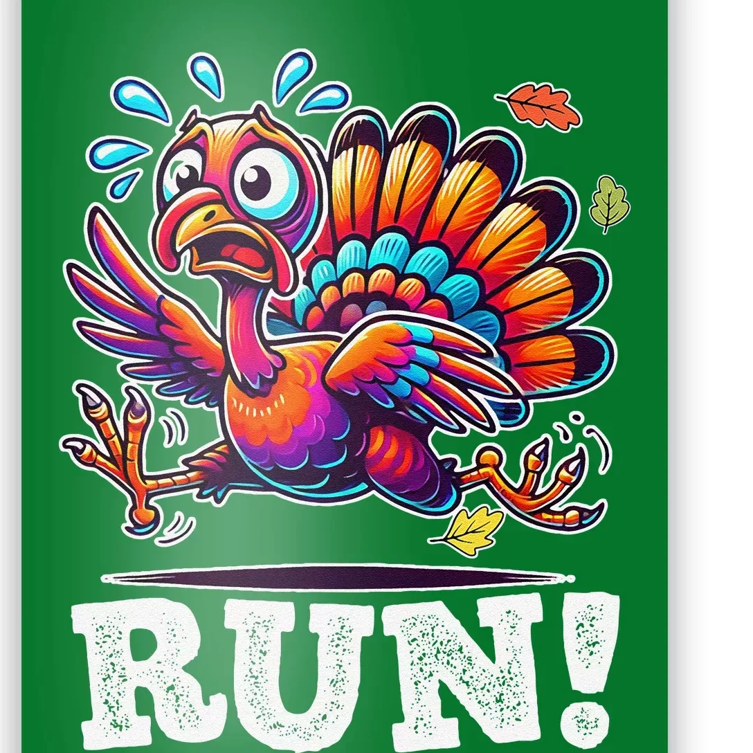 Funny Turkey Day Run Thanksgiving Its Leg Day Turkey Running Poster