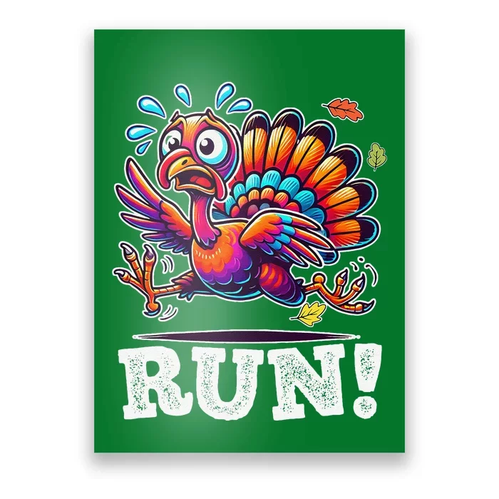 Funny Turkey Day Run Thanksgiving Its Leg Day Turkey Running Poster