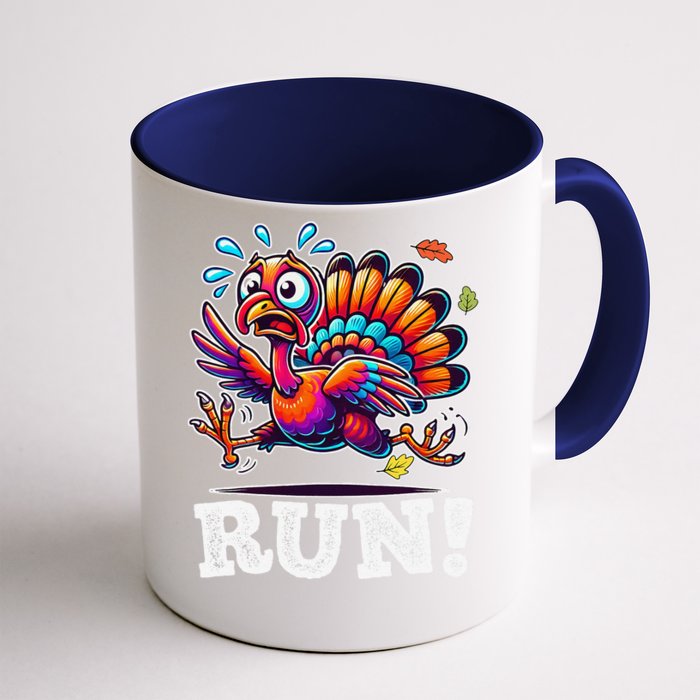 Funny Turkey Day Run Thanksgiving Its Leg Day Turkey Running Front & Back Coffee Mug