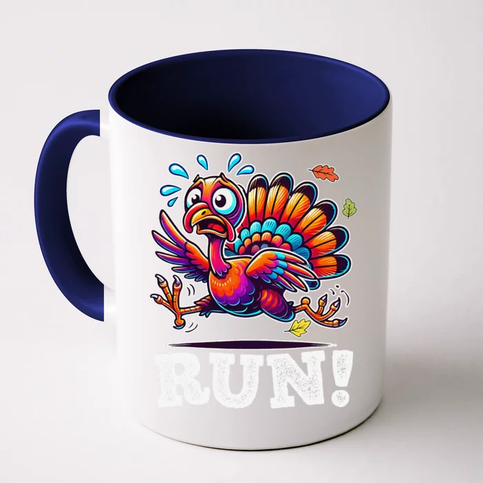 Funny Turkey Day Run Thanksgiving Its Leg Day Turkey Running Front & Back Coffee Mug