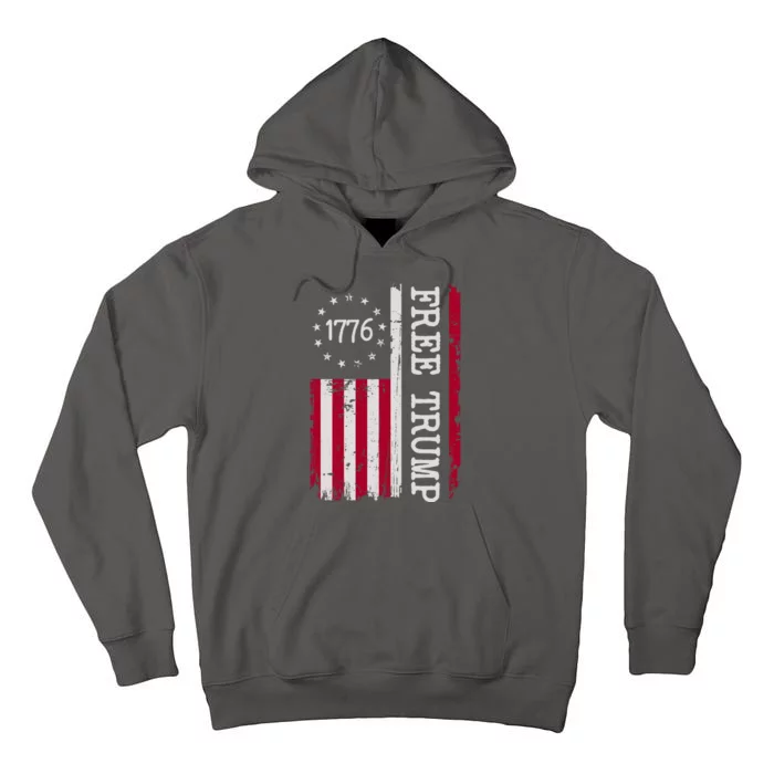 Free Trump Destressed 1776 Betsy Ross USA Flag Tall Hoodie