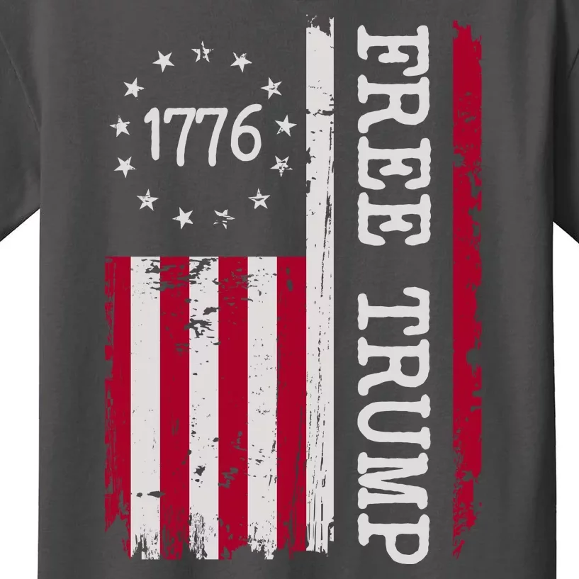 Free Trump Destressed 1776 Betsy Ross USA Flag Kids T-Shirt