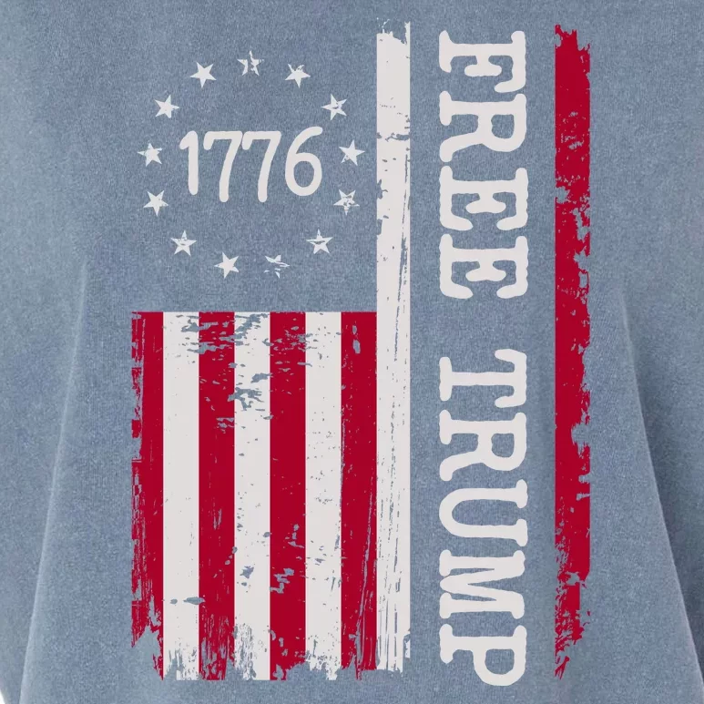 Free Trump Destressed 1776 Betsy Ross USA Flag Garment-Dyed Women's Muscle Tee