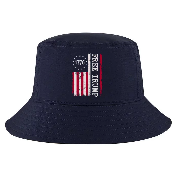 Free Trump Destressed 1776 Betsy Ross USA Flag Cool Comfort Performance Bucket Hat