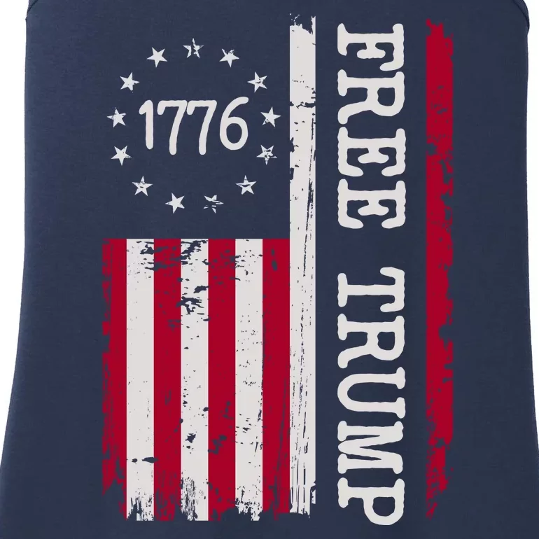 Free Trump Destressed 1776 Betsy Ross USA Flag Ladies Essential Tank