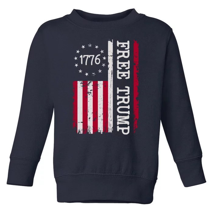 Free Trump Destressed 1776 Betsy Ross USA Flag Toddler Sweatshirt