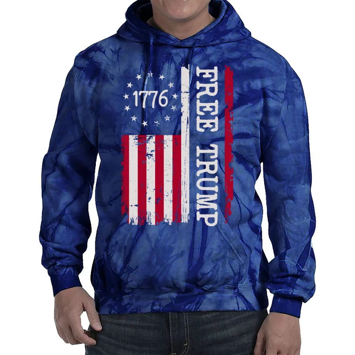 Free Trump Destressed 1776 Betsy Ross USA Flag Tie Dye Hoodie