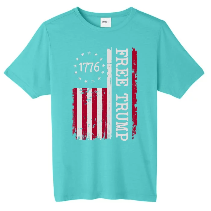 Free Trump Destressed 1776 Betsy Ross USA Flag ChromaSoft Performance T-Shirt