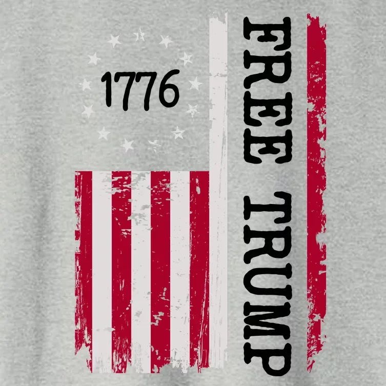 Free Trump Destressed 1776 Betsy Ross USA Flag Women's Crop Top Tee