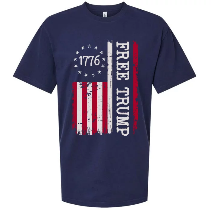 Free Trump Destressed 1776 Betsy Ross USA Flag Sueded Cloud Jersey T-Shirt