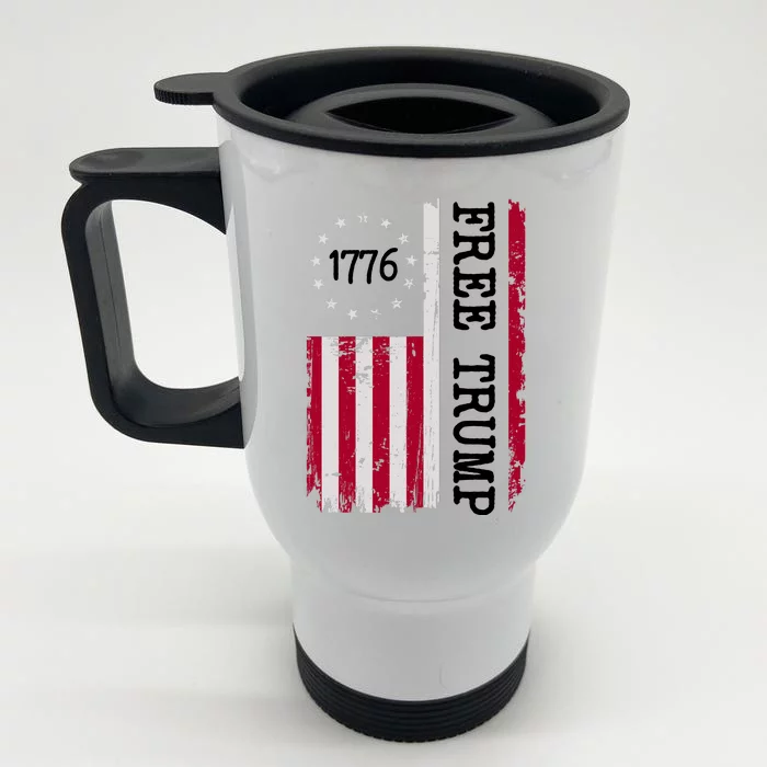 Free Trump Destressed 1776 Betsy Ross USA Flag Front & Back Stainless Steel Travel Mug