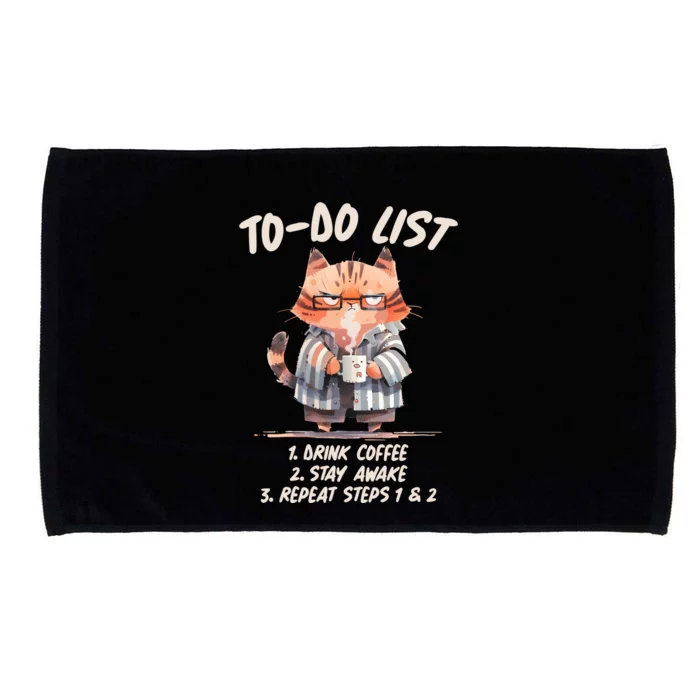 Funny To Do List Grumpy Coffee Cat Microfiber Hand Towel