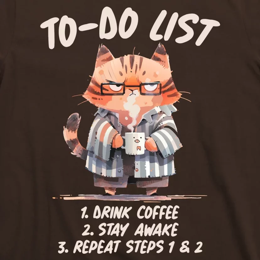 Funny To Do List Grumpy Coffee Cat T-Shirt