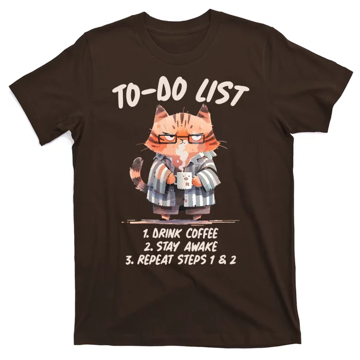 Funny To Do List Grumpy Coffee Cat T-Shirt