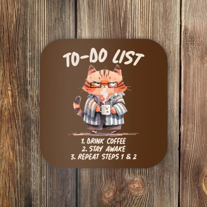 Funny To Do List Grumpy Coffee Cat Coaster