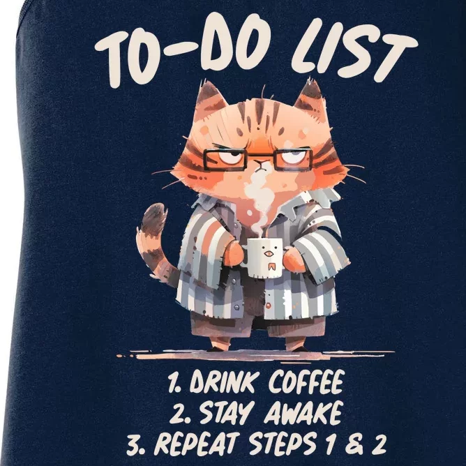 Funny To Do List Grumpy Coffee Cat Women's Racerback Tank