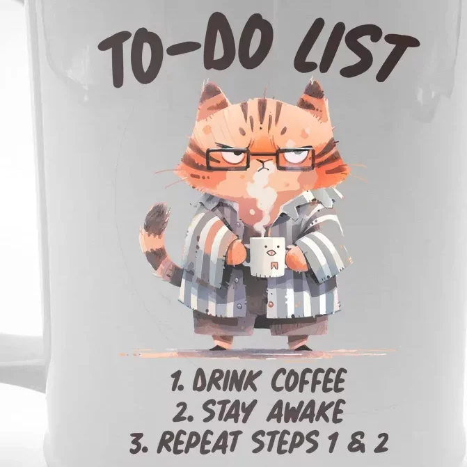 Funny To Do List Grumpy Coffee Cat Front & Back Beer Stein