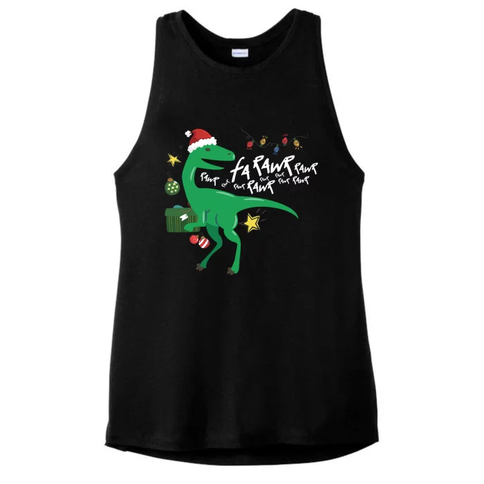 Funny Trex Dinosaur Ugly Christmas Fa Rawr Rawr Funny Gift Ladies Tri-Blend Wicking Tank