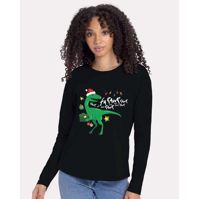 Funny Trex Dinosaur Ugly Christmas Fa Rawr Rawr Funny Gift Womens Cotton Relaxed Long Sleeve T-Shirt