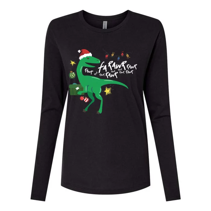 Funny Trex Dinosaur Ugly Christmas Fa Rawr Rawr Funny Gift Womens Cotton Relaxed Long Sleeve T-Shirt