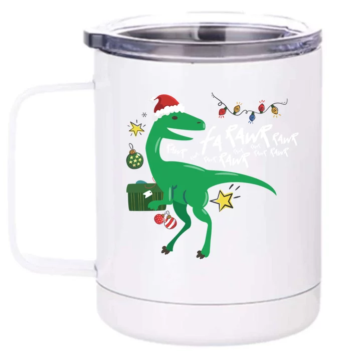 Funny Trex Dinosaur Ugly Christmas Fa Rawr Rawr Funny Gift Front & Back 12oz Stainless Steel Tumbler Cup