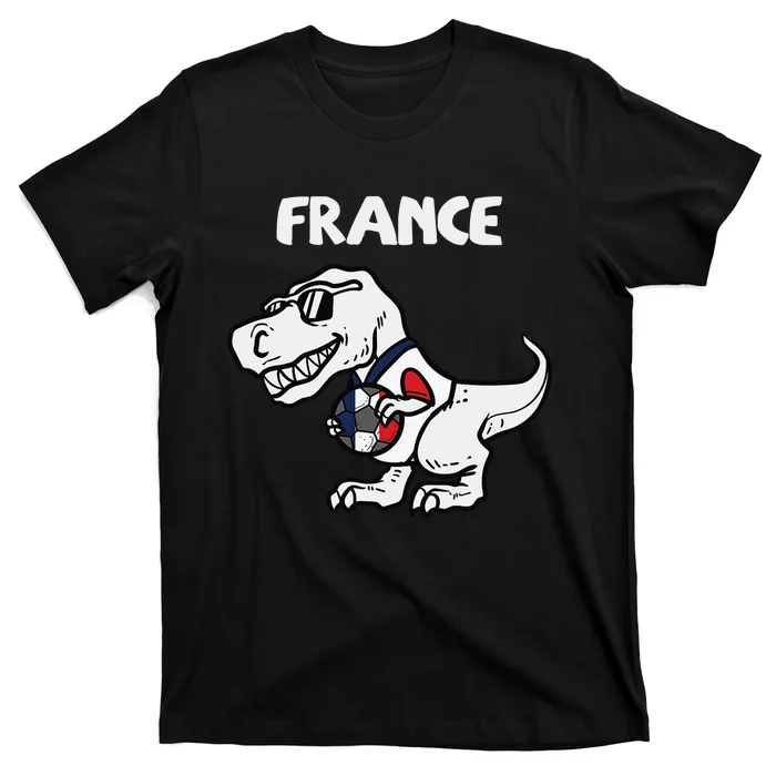 France Trex Dino French Flag Soccer Fan T-Shirt