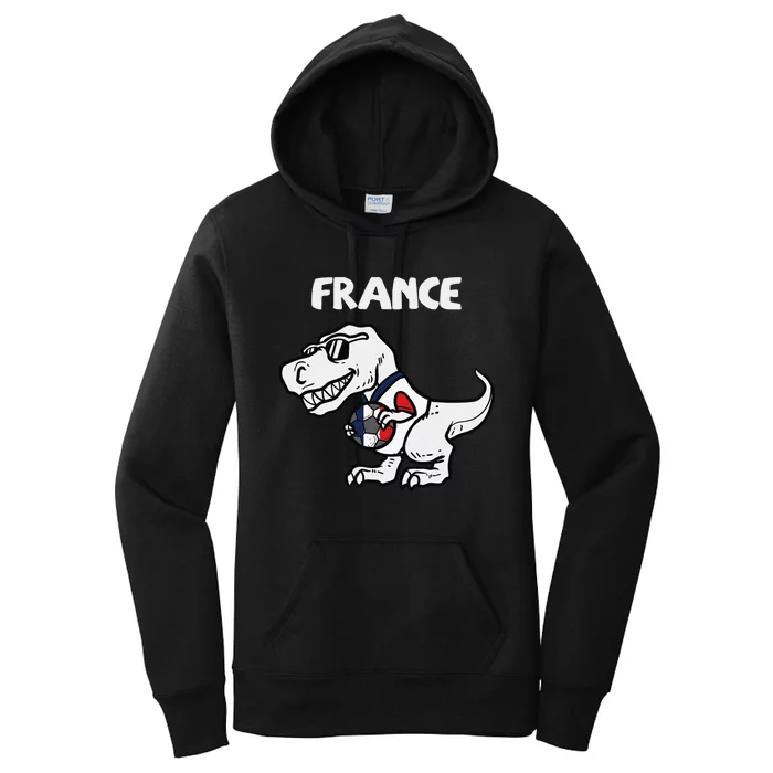 France Trex Dino French Flag Soccer Fan Women's Pullover Hoodie